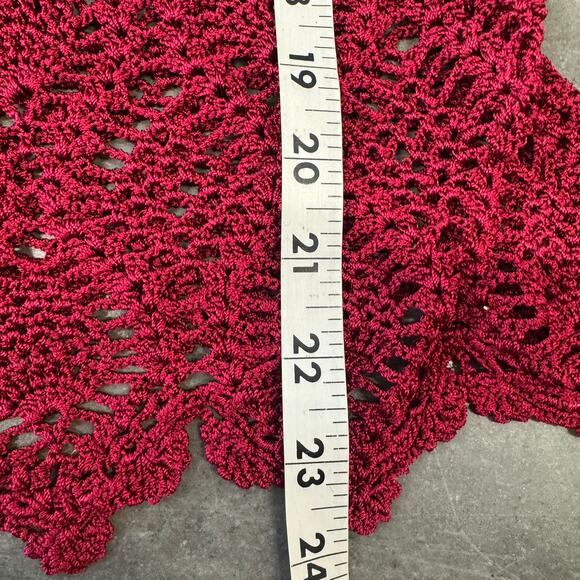 Vintage Y2K Red Knit Embellished 3/4 Flare Sleeve Asymmetrical Holiday Medium - Picture 4 of 4